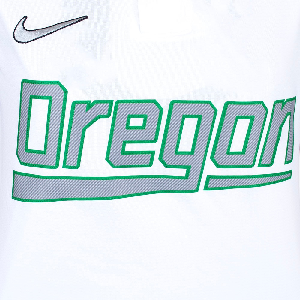 Classic Oregon O, Nike, White, Jerseys, Polyester, Women, Unisex, Softball, Replica, Two Button Front, 875557